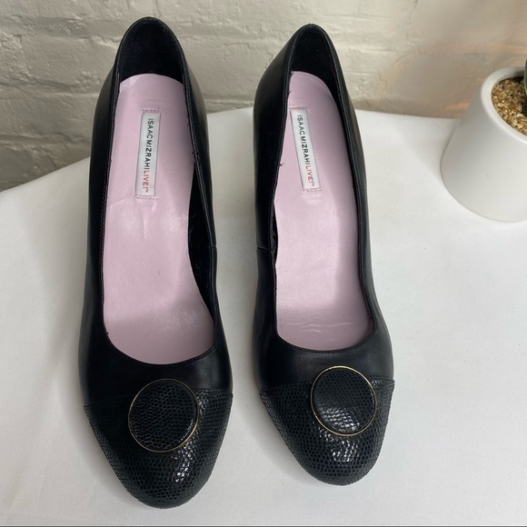 Isaac Mizrahi Addison Block Heel Black Pumps 8 - Picture 3 of 8